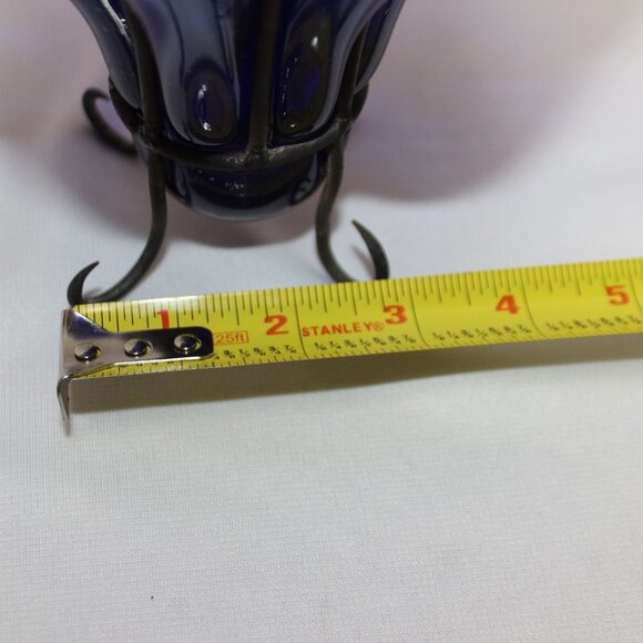 Vintage Cobalt Blue Hand Blown Caged Glass Vase - Picture 12 of 12